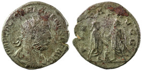 Gallienus. (255-256 AD). BI Antoninian. (21mm, 2,94g) Antioch. Obv: IMP C P LIC GALLIENVS P F AVG. radiate and cuirassed bust of Gallienus right. Rev:...