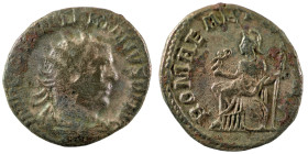 Gallienus. (263 AD). BI Antoninian. (22mm, 3,56g) Antioch. Obv: GALLIENVS P F AVG. radiate and cuirassed bust of Gallienus right. Rev: ROMAE AETERNAE....