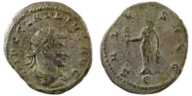 Claudius II. Gothicus. (268-270 AD). BI Antoninianus. (22mm, 2,67g) Antioch. Obv: IMP C CLAVDIVS AVG. draped and cuirassed bust right. Rev: SALVS AVG....
