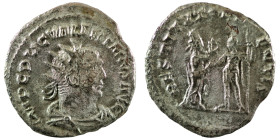 Valerian I. (253-260 AD). BI Antoninian. (23mm, 3,01g) Antioch. Obv: IMP C P LIC VALERIANVS AVG. radiate and cuirassed bust of Valerian right. Rev: RE...