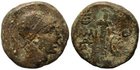 Pontos. Amisos. (85-65 BC) Æ Bronze. (19mm, 7,63g) Obv: head of Ares with corinthian helmet left. Rev: sword in scabbarb.