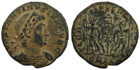 Constantinus I. (306-337 AD). Æ Follis. (16mm, 1,45g) Antioch. Obv: CONSTANTINVS MAX AVG. pearl-diademed bust of Constantinus I. right. Rev: GLORIA EX...