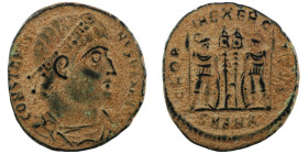 Constantinus I. (306-337 AD). Æ Follis. (18mm, 2,36g) Antioch. Obv: CONSTANTINVS MAX AVG. pearl-diademed bust of Constantinus I. right. Rev: GLORIA EX...