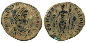 Valentinian II. (378-383 AD). Æ Follis. (18mm, 3,04g) Antioch. Obv: D N VALENTINIANVS P F AVG. pearl-diademed bust of Valentinian II. right. Rev: CONC...
