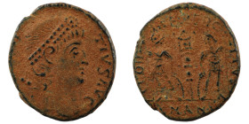 Constans. (346-349 AD). Æ Follis. (16mm, 1,82g) Heraclea. Obv: DN FL CONSTANS PF AVG. pearl-diademed bust of Constans right. Rev: GLORIA EXERCITVS. tw...