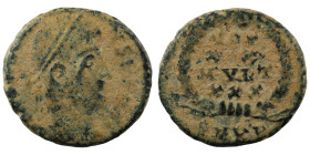 Constans. (347-348 AD). Æ Follis. (15mm, 2,29g) Cyzicus. Obv: D N CONSTANS P F AVG. pearl-diademed bust of Constans right. Rev: VOT / XX / MVLT / XXX....