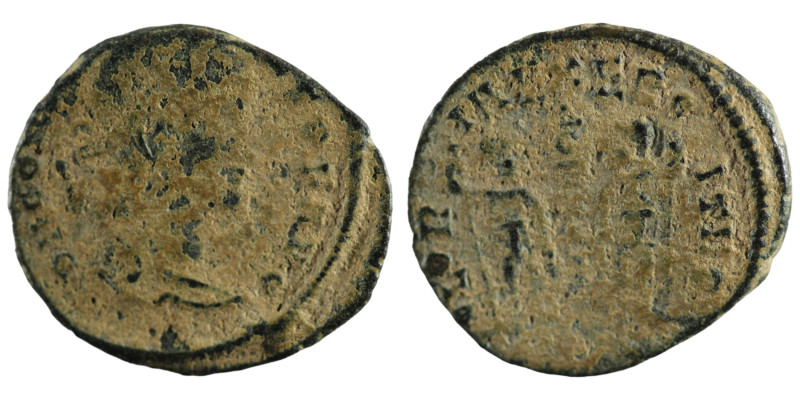 Constans. (346-349 AD). Æ Follis. (17mm, 1,82g) Heraclea. Obv: DN FL CONSTANS PF...