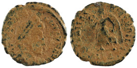 Valens. (364-367 AD). Æ Follis. (17mm, 1,85g) Antioch. Obv: D N VALENS P F AVG. perl-diademed bust of Valens right. Rev: SECVRITAS REIPUBLICAE. Securi...