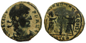 Constantinus I. (306-337 AD). Æ Follis. (17mm, 1,53g) Antioch. Obv: CONSTANTINVS MAX AVG. pearl-diademed bust of Constantinus I. right. Rev: GLORIA EX...