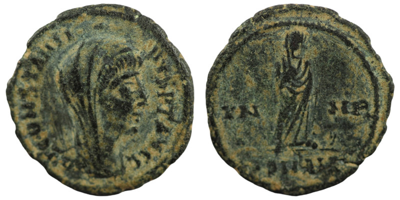 Divus Constantinus I. (347-348 AD). Æ Follis. (17mm, 1,54g) Antioch. Obv: DV CON...