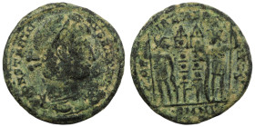 Constantinus I. (306-337 AD). Æ Follis. (18mm, 2,83g) Antioch. Obv: CONSTANTINVS MAX AVG. pearl-diademed bust of Constantinus I. right. Rev: GLORIA EX...