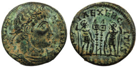 Constantinus I. (306-337 AD). Æ Follis. (16mm, 2,77g) Antioch. Obv: CONSTANTINVS MAX AVG. pearl-diademed bust of Constantinus I. right. Rev: GLORIA EX...