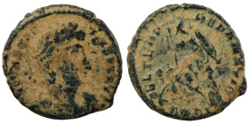 Constantinus II. (351-354 AD). Follis. (18mm, 2,73g) Antioch. Obv: D N CONSTANTIVS P F AVG. diademed bust of Constantinus right. Rev: FEL TEMP REPARAT...