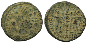Constantinus I. (306-337 AD). Æ Follis. (15mm, 2,10g) Antioch. Obv: CONSTANTINVS MAX AVG. pearl-diademed bust of Constantinus I. right. Rev: GLORIA EX...