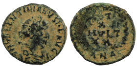 Valentinian II. (380 AD). Æ Follis. (13mm, 1,10g) Antioch. Obv: D N VALENTINIANVS P F AVG. pearl-diademed bust of Valentinian right. Rev: VOT X MVLT X...