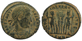 Constantinus I. (306-337 AD). Æ Follis. (17mm, 1,86g) Antioch. Obv: CONSTANTINVS MAX AVG. pearl-diademed bust of Constantinus I. right. Rev: GLORIA EX...