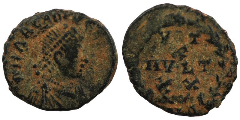 Arcadius. (383-388 AD). Æ Follis. (13mm, 0,98g) Antioch. Obv:  D N ARCADIVS P F ...