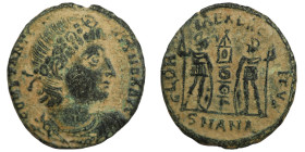Constantinus I. (306-337 AD). Æ Follis. (16mm, 1,91g) Antioch. Obv: CONSTANTINVS MAX AVG. pearl-diademed bust of Constantinus I. right. Rev: GLORIA EX...