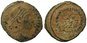 Constans. (346-349 AD). Æ Follis. (17mm, 1,96g) Heraclea. Obv: DN FL CONSTANS PF AVG. pearl-diademed bust of Constans right. Rev: GLORIA EXERCITVS. tw...