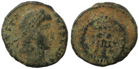 Constans. (347-348 AD). Æ Follis. (15mm, 1,69g) Antioch. Obv: D N CONSTANS P F AVG. pearl-diademed bust of Constans right. Rev: VOT / XX / MVLT / XXX....