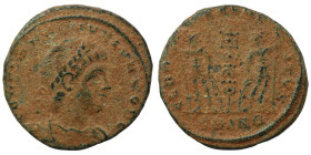 Constantinus I. (306-337 AD). Æ Follis. (15mm, 1,90g) Antioch. Obv: CONSTANTINVS MAX AVG. pearl-diademed bust of Constantinus I. right. Rev: GLORIA EX...