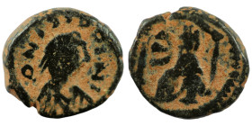 Justin I. (518-527 AD). Pentanummium. (14mm, 2,28g) Obv: diademed bust of Justin I. right. Rev: Э. Tyche seated left.