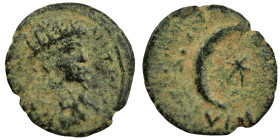 Caracalla. (198-217 AD). Æ Bronze. (17mm, 1,72g) Mesopotamia. Carrhae. Obv: cuirassed and draped bust of Caracalla right. Rev: crescent and star.