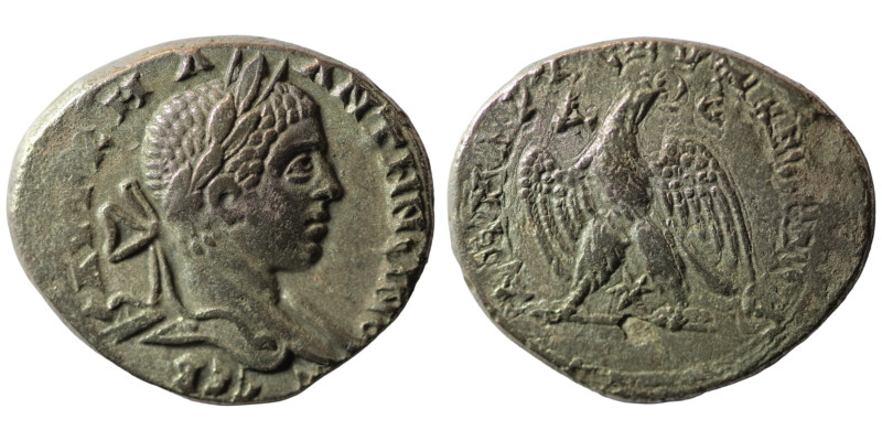 Elagabal. (218-222 AD). Billon Tetradrachm. (28mm 12,93g) Antioch. Obv: laureate...