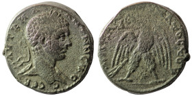 Elagabal. (218-222 AD). Billon Tetradrachm. (26mm 12,69g) Antioch. Obv: laureate bust of Elagabal right. Rev: eagle spreading wings standing holding w...