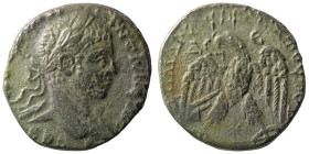 Elagabal. (218-222 AD). Billon Tetradrachm. (27mm 10,24g) Antioch. Obv: laureate bust of Elagabal right. Rev: eagle spreading wings standing holding w...