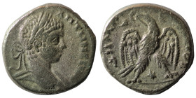 Elagabal. (218-222 AD). Billon Tetradrachm. (25mm 13,95g) Antioch. Obv: laureate bust of Elagabal right. Rev: eagle spreading wings standing holding w...