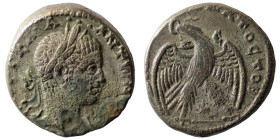 Elagabal. (218-222 AD). Billon Tetradrachm. (24mm 12,42g) Antioch. Obv: laureate bust of Elagabal right. Rev: eagle spreading wings standing holding w...