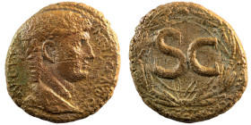 Nero. (54-68 AD) Bronze Æ. (28mm, 16,87g) Antioch. Obv: laureate bust of Nero right. Rev: SC in wreath.