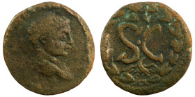 Elagabalus. (218-222 AD). Æ Bronze. (20mm, 4,39g) Syria. Antioch. Obv: bust of Elagabalus right. Rev: SC in wreath.