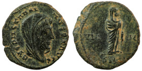 Divus Constantinus I. (347-348 AD). Æ Follis. (16mm, 1,77g) Antioch. Obv: DV CONSTANTINVS PT AVGG. veiled bust of Constantinus I. right. Rev: VN - MR....