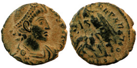 Constantinus II. (351-354 AD). Follis. (16mm, 1,86g) Antioch. Obv: D N CONSTANTIVS P F AVG. diademed bust of Constantinus right. Rev: FEL TEMP REPARAT...