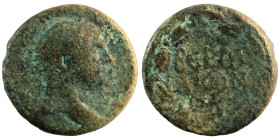 Trajan. (98-117 AD). Bronze Æ. (24mm, 11,01g). Syria. Antioch. Obv: laureate bust of Trajan right. Rev: legend in laurel-wreath.