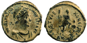 Valentinian II. (392-395 AD). Follis. (24mm, 4,61g) Antioch. Obv: DN VALENTINIANVS PF AVG. diademed bust of Valentinian right. Rev: VIRTVS EXERCITI. V...