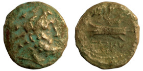 Phoenicia. Arados. (137-51 BC) Æ Bronze. (16mm, 2,53g) Obv: laureate head of Zeus right. Rev: galley-ram left.
