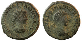 Aurelian / Vabalathus. (271-272 AD). BI Antoninian. (21mm 3,94g) Antioch. Obv: VABALATHVS V C R IM D R. laureate bust of Vabalathus right. Rev: IMP C ...
