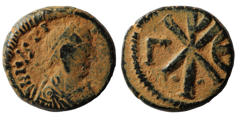 Justinian I. (527-565 AD). Æ Pentanummium. (14mm, 2,02g) Antioch.