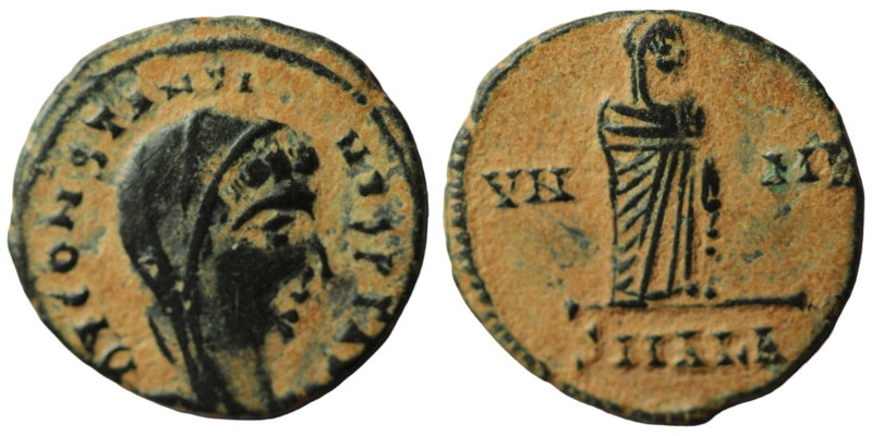 Divus Constantinus I. (347-348 AD). Æ Follis. (16mm, 1,54g) Alexandria. Obv: DV ...