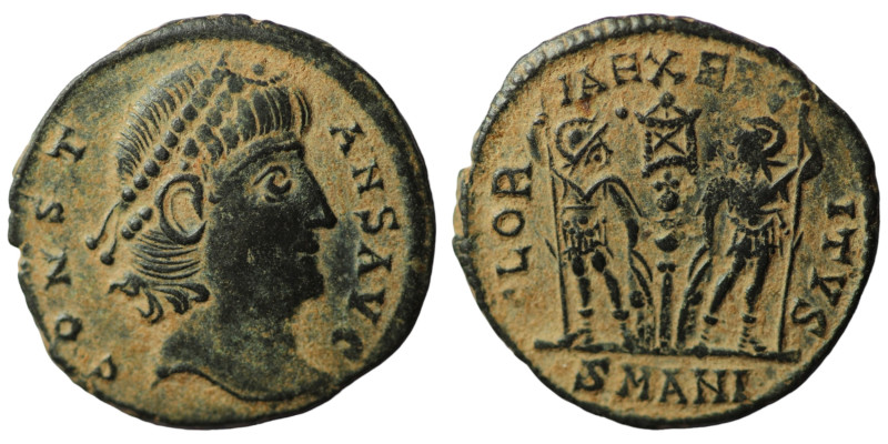 Constans. (346-349 AD). Æ Follis. (16mm, 1,27g) Cyzicus. Obv: DN FL CONSTANS PF ...