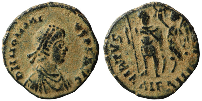 Honorius. (394-400 AD). Follis. (15mm, 2,40g) Antioch. Obv: DN HONORIVS PF AVG. ...