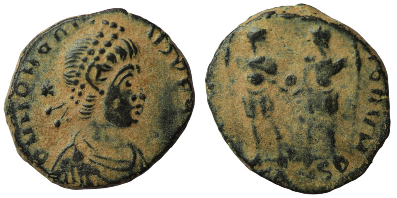 Honorius. (408-423 AD). Æ Follis. (15mm, 1,58g) Nicomedia. Obv: DN HONORIVS PF A...