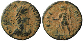 Constantinus II. (337-361 AD). Follis. (17mm, 1,79g) Antioch. Obv: D N CONSTANTIVS P F AVG. diademed bust of Constantinus right. Rev: SPES REIPVBLICAE...