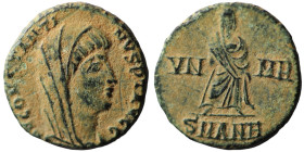 Divus Constantinus I. (347-348 AD). Æ Follis. (15mm, 1,70g) Antioch. Obv: DV CONSTANTINVS PT AVGG. veiled bust of Constantinus I. right. Rev: VN - MR....