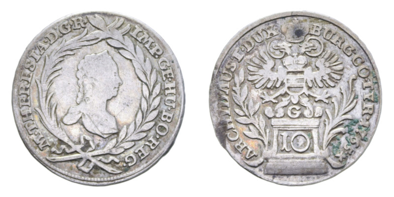 AUSTRIA MARIA TERESA 10 KREUZER 1765 AG. 3,63 GR. BB
