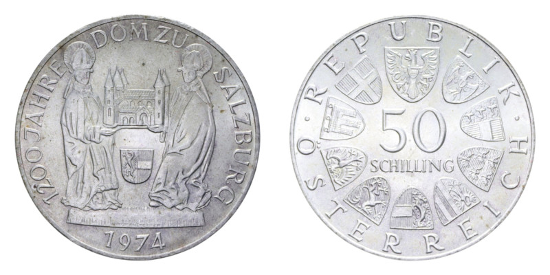 AUSTRIA 50 SCHILLING 1974 AG. 20 GR. FDC