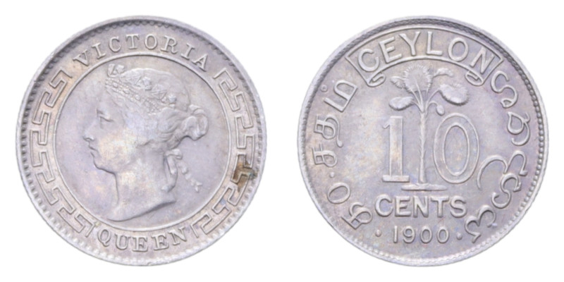 CEYLON VICTORIA 10 CENTS 1900 AG. 1,18 GR. BB-SPL/SPL